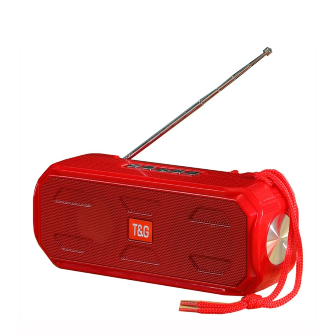 Image of 3in1 Bluetooth 5.0 Lautsprecher FM Radio Solar Power Bank 1200mAh + Taschenlampe (MicroSD Slot + Aux In) - Rot bei Apfelkiste.ch