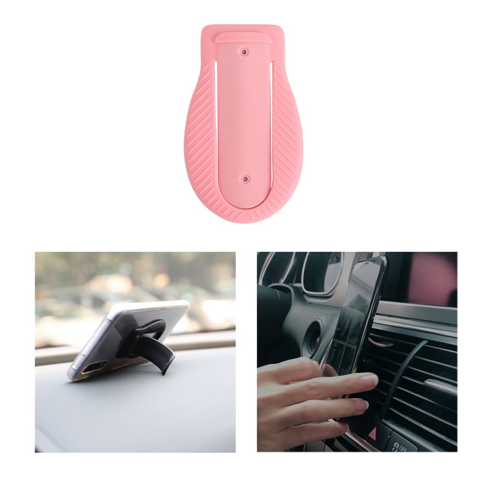 Image of 3in1 Handy Silikon Fingergriff Click Halterung Auto Lüftungsgitter / Aufsteller / Selfiehalterung - Rosa bei Apfelkiste.ch