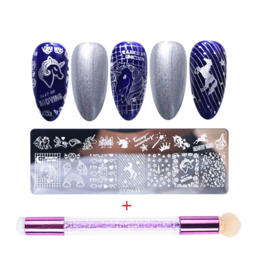 Image of (3in1) Silikon Nagelstempel / Buffer Schwamm / Nail Stamp Schablone Nail Art Nageldesign - Design 3 bei Apfelkiste.ch