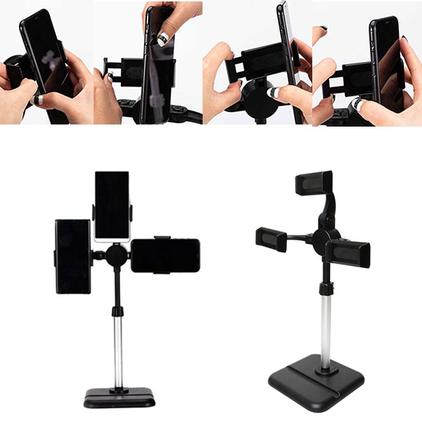 Image of 3in1 Professionelle 360° Selfie Teleskop Smartphone Tisch Stativ Halterungen für YouTuber / Influencer - Schwarz bei Apfelkiste.ch