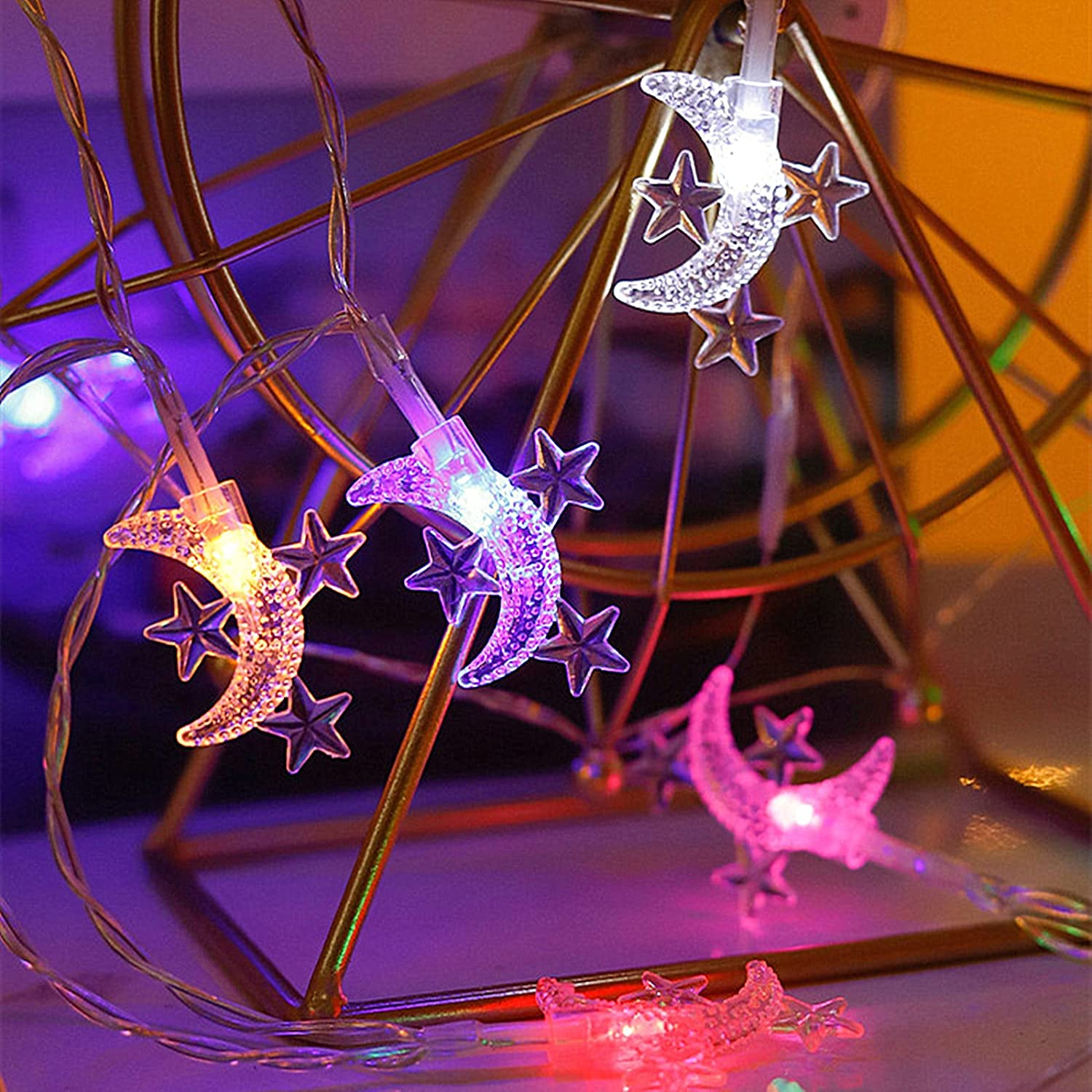 3M Décoration Guirlande Lumineuse LED Demi-lune & étoile Blanc Chaud