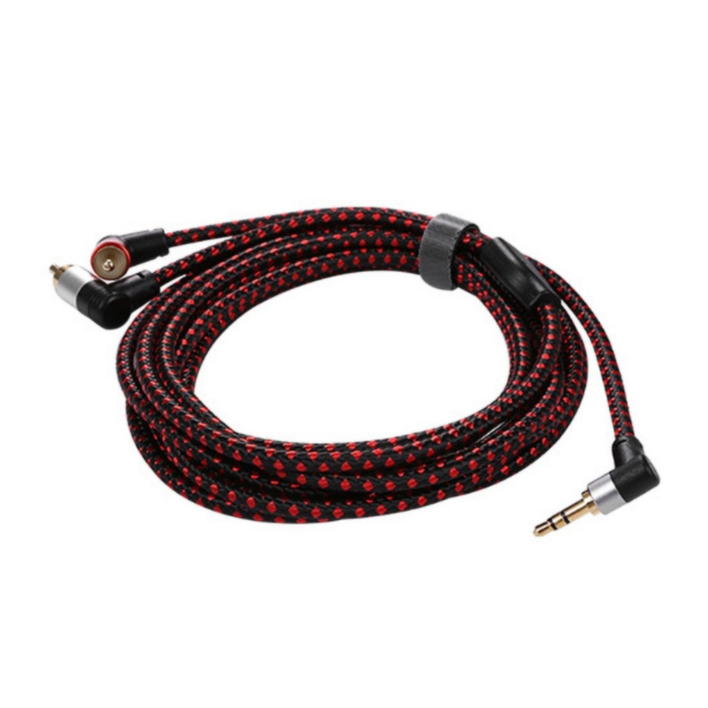 Image of (1m) 3.5mm AUX Klinke auf Stereo Cinch Audiokabel mit vergoldeten Kontakten - Schwarz / Rot bei Apfelkiste.ch