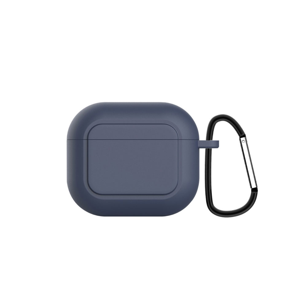 Image of AirPods (3. Generation) Silikon Case Schutzhülle Abdeckung mit Karabinerhaken - Dunkelblau bei Apfelkiste.ch