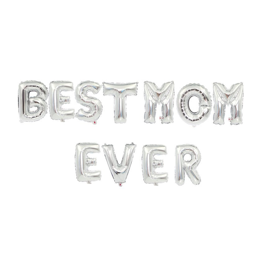 Image of (40cm) Best Mom Ever Ballon Girlande Party Dekoration Muttertag Folienballons - Silber bei Apfelkiste.ch
