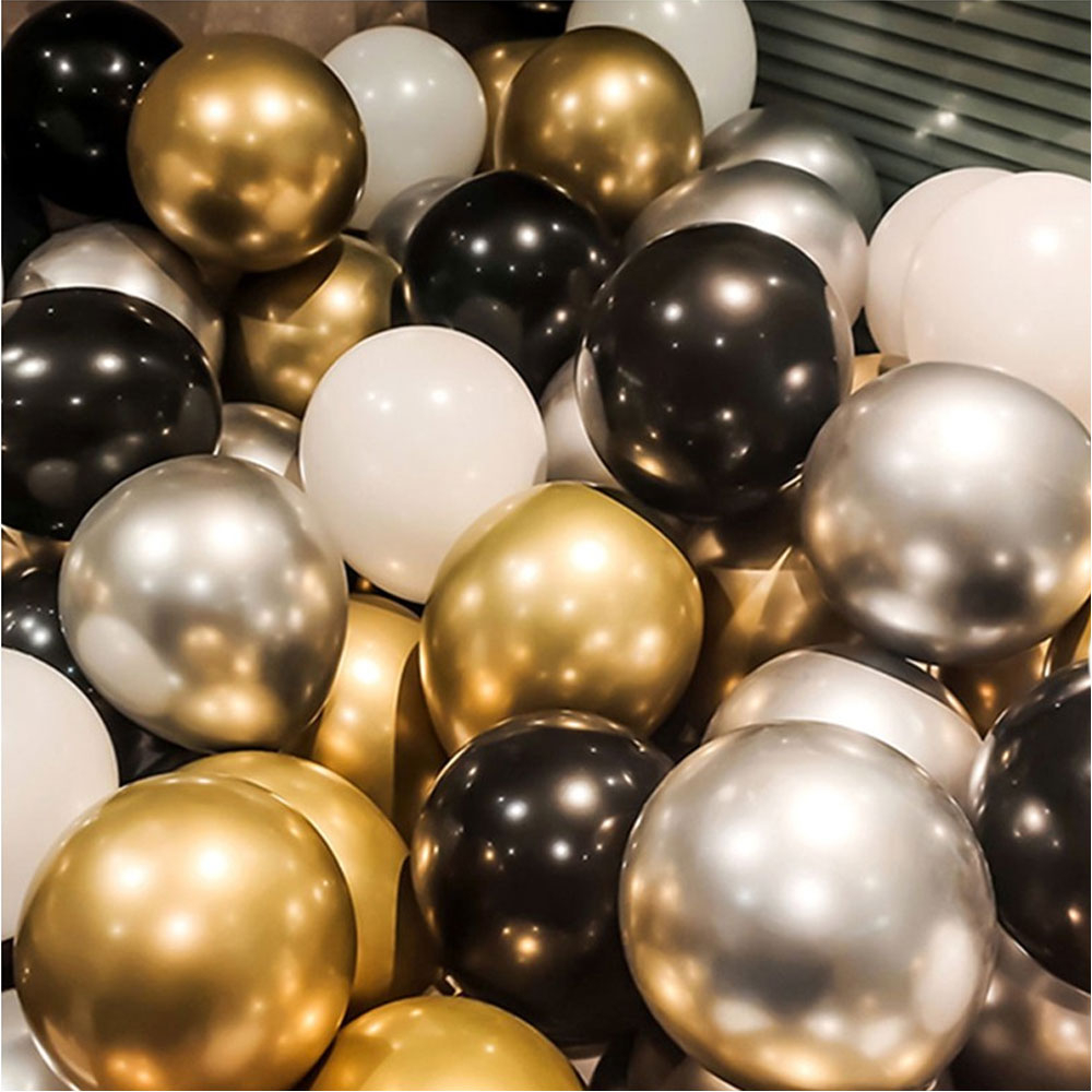 Ballons colorés Noir Or Argent Métallique 33cm 10pcs - Partywinkel