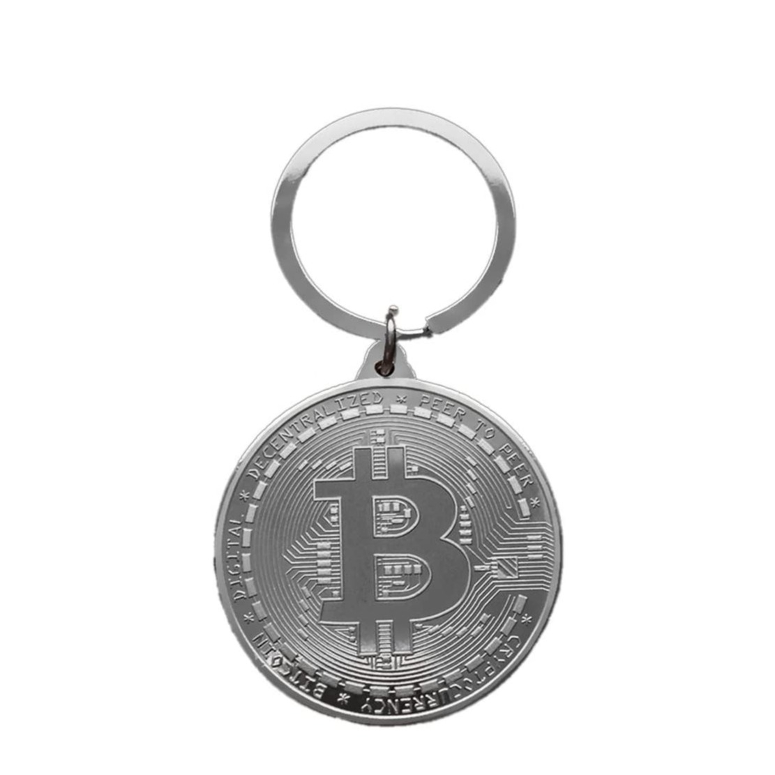 Image of (Ø40mm) Bitcoin BTC Schlüsselanhänger Krypto Münze Souvenir Sammlerstück - Silber bei Apfelkiste.ch