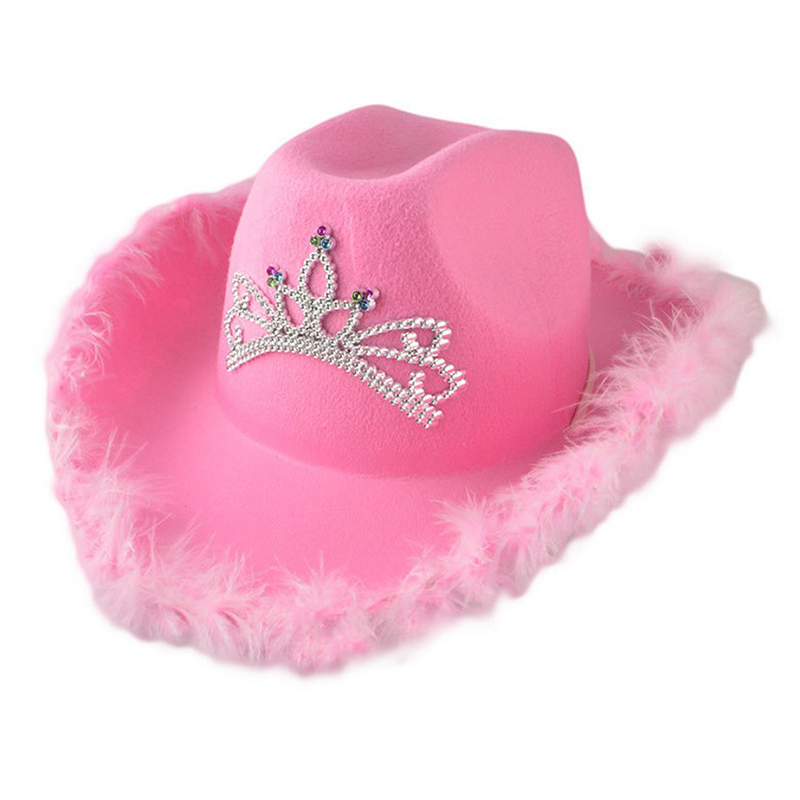 40x25x13cm) Cowgirl Party Kostüm Feder Hut Pink