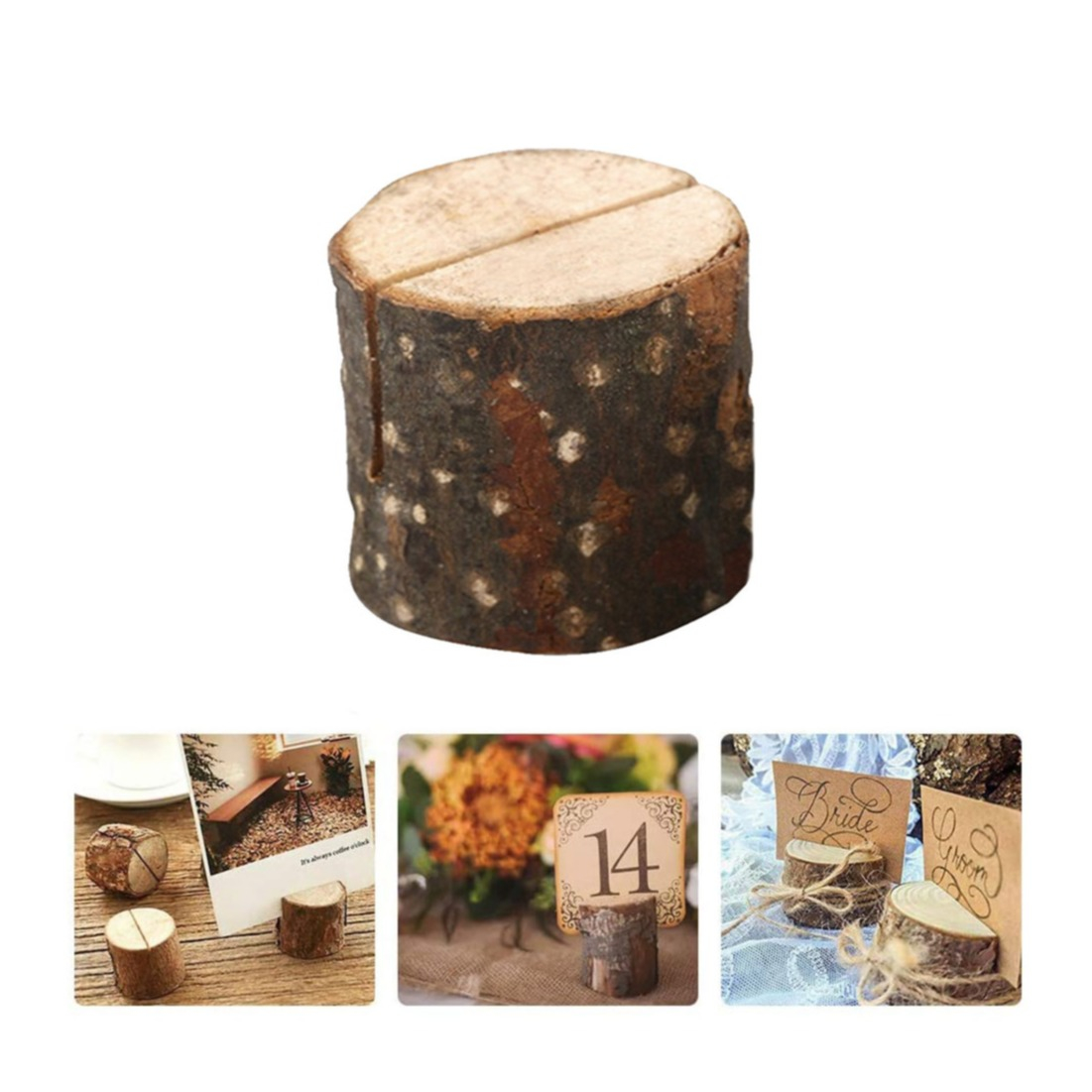 Image of (40x32mm) Holz Tischkarten Halter Deko Postkarten Namenskarten Sockel - Braun bei Apfelkiste.ch
