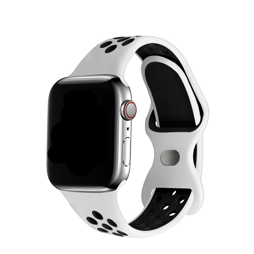 Image of Changee - Apple Watch (45/44/42 mm) Silikon Sport Armband Dual Color (Gelenkumfang: 170-210mm) - Weiss / Schwarz bei Apfelkiste.ch