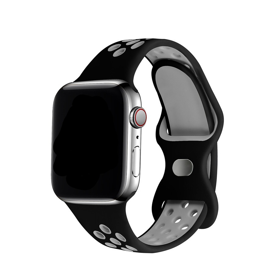 Image of Changee - Apple Watch (45/44/42 mm) Silikon Sport Armband Dual Color (Gelenkumfang: 190-230mm) - Schwarz / Grau bei Apfelkiste.ch