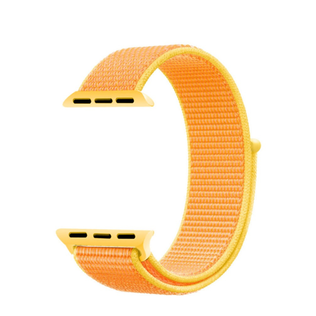 Image of (Gr. L) Changee - Apple Watch (45/44/42 mm) Nylon Klettverschluss Ersatz Armband (Gelenkumfang 176 - 246mm) - Orange / Gelb bei Apfelkiste.ch