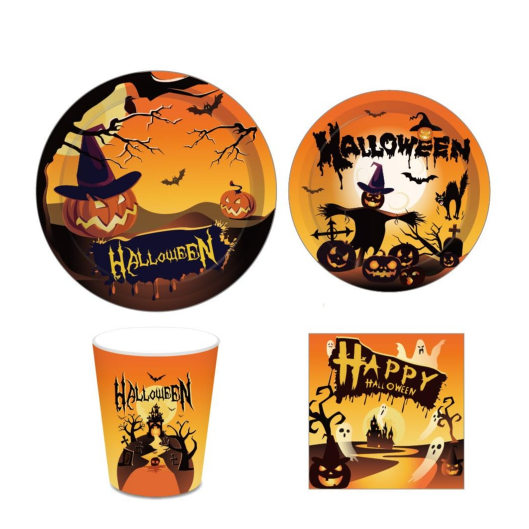 Image of (44-tlg. Set) Einweg Geschirr Party Tisch Dekoration - Halloween bei Apfelkiste.ch