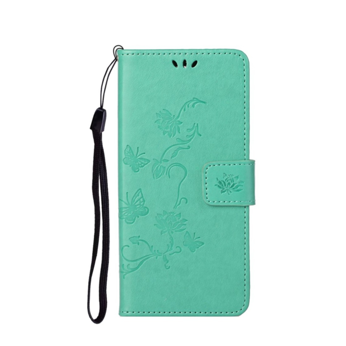 Image of Nokia X20 / X10 Leder Tasche Flip Cover Schmetterlinge und Blumen - Türkis bei Apfelkiste.ch