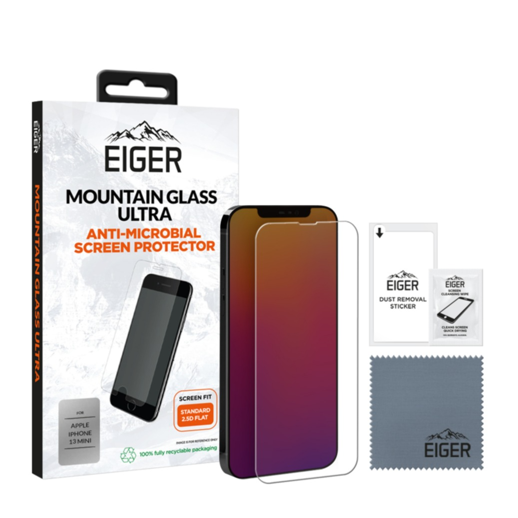 Image of Eiger - iPhone 13 Mini Antimikrobielle Mountainglass Ultra 2.5D Panzer Glas Display Schutz Case Friendly (EGMSP00200) bei Apfelkiste.ch
