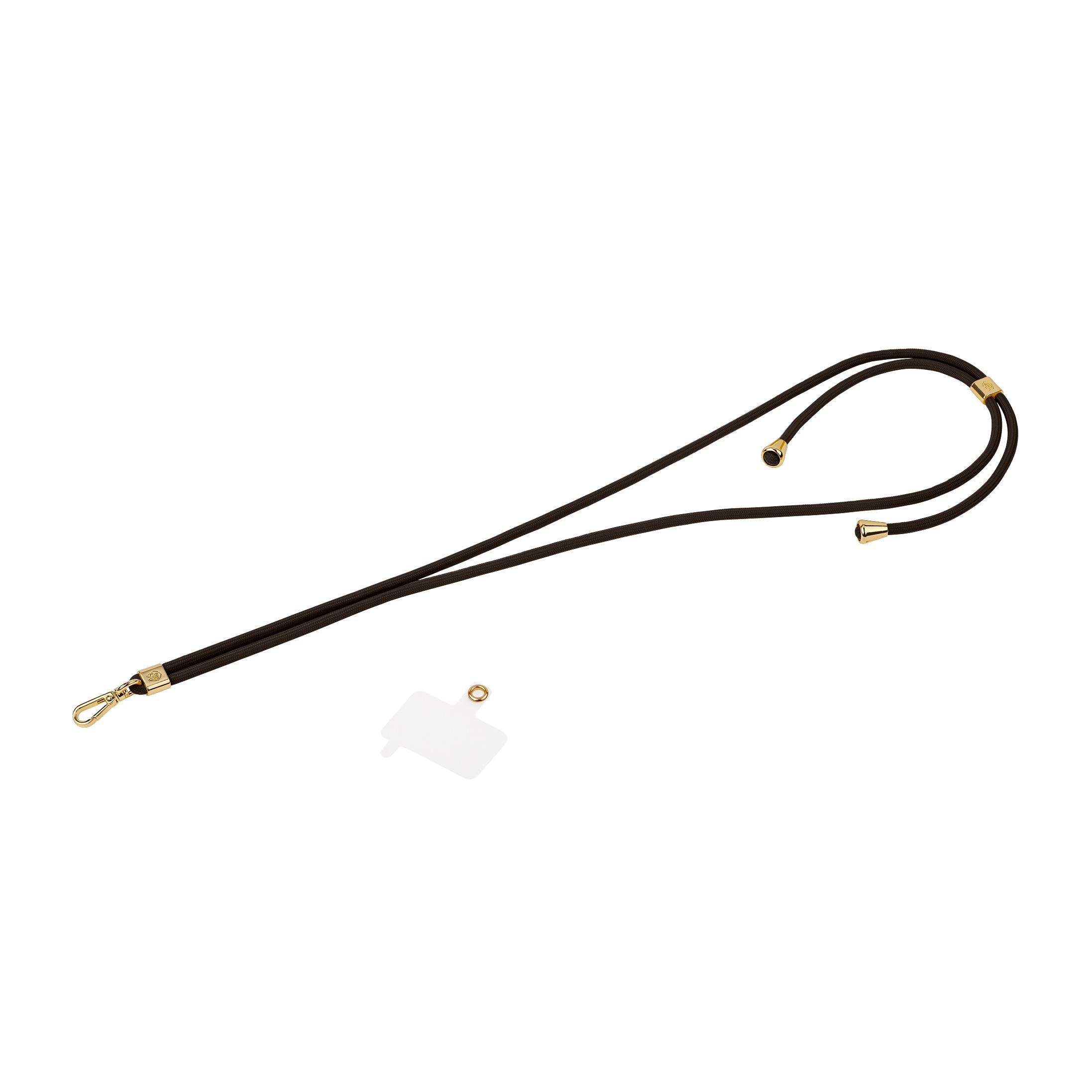 Image of ETUUI - (140cm) Universal Necklace Handykette Nylon Umhängeband für Schutzhülle + 1x Einlage (band-black) - Schwarz / Gold bei Apfelkiste.ch