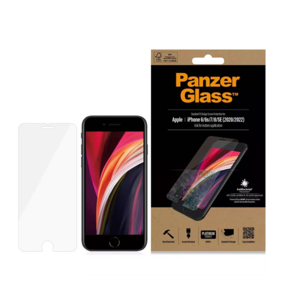 Image of PanzerGlass - iPhone SE (2022/2020) / 8 / 7 / 6S Antibakterielle Panzer Glas Display Case Friendly 0.3mm (Bulk) bei Apfelkiste.ch