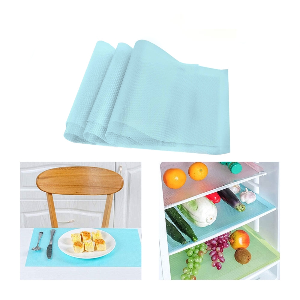 Image of (4er Set) 45x29cm Universal PVC Kühlschrank Gefrierfach Einlagen Antirutsch-Matte - Blau (Türkis) bei Apfelkiste.ch