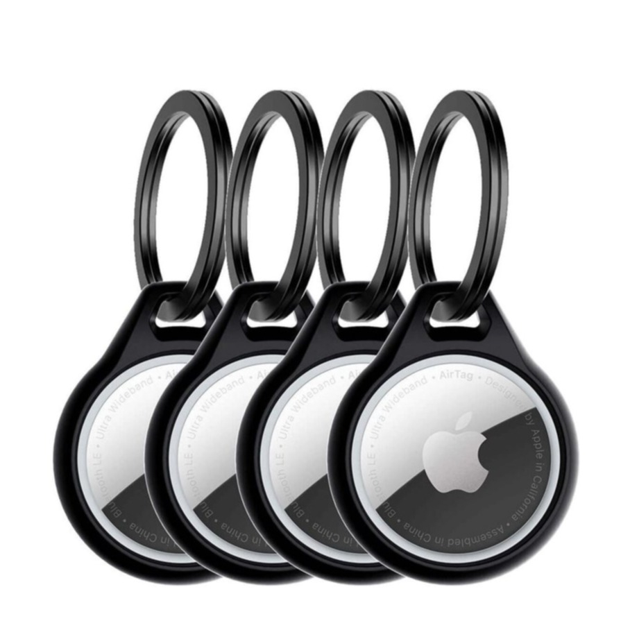 Image of (4er Set) ITSkins - Apple AirTag Solid Anhänger Gummi Case Hülle Schlüsselanhänger - Schwarz bei Apfelkiste.ch