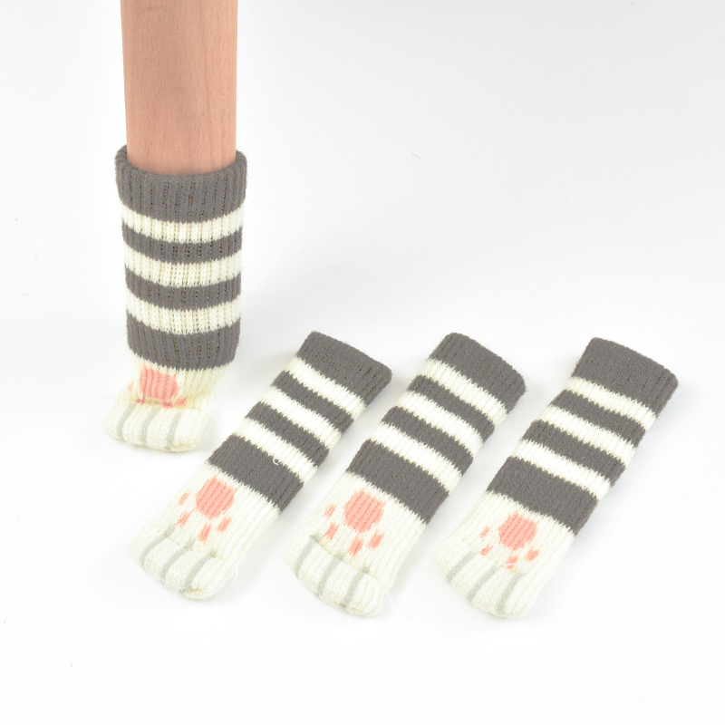 Image of (4er Set) Stoff Stuhlbein Katzenpfoten Stulpen Schutz Tisch / Stuhl / Boden Schoner - Grau bei Apfelkiste.ch
