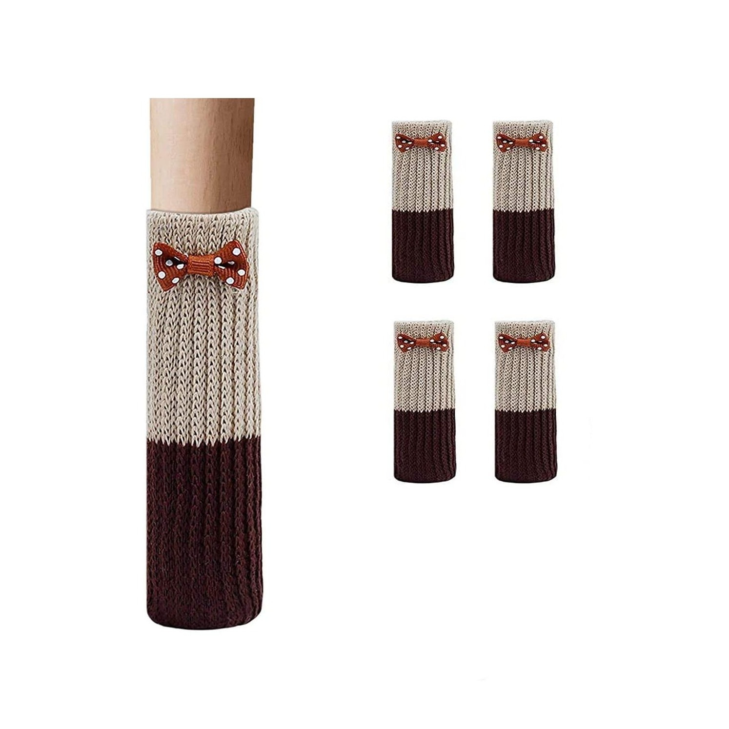 Image of (4er Set) Stoff Stuhlbein Masche Stulpen Schutz Tisch / Stuhl / Boden Schoner - Braun / Schwarz bei Apfelkiste.ch