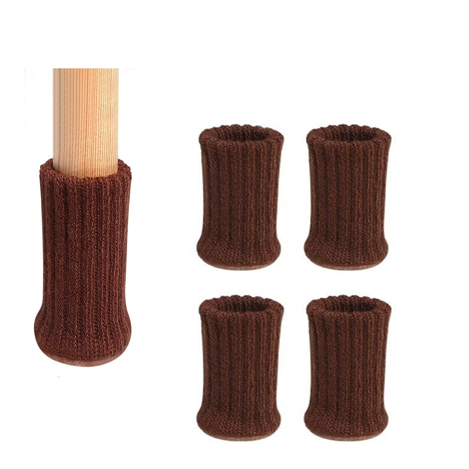 Image of (4er Set) Stoff Stuhlbein Stulpen Schutz Tisch / Stuhl / Boden Schoner - Dunkelbraun bei Apfelkiste.ch