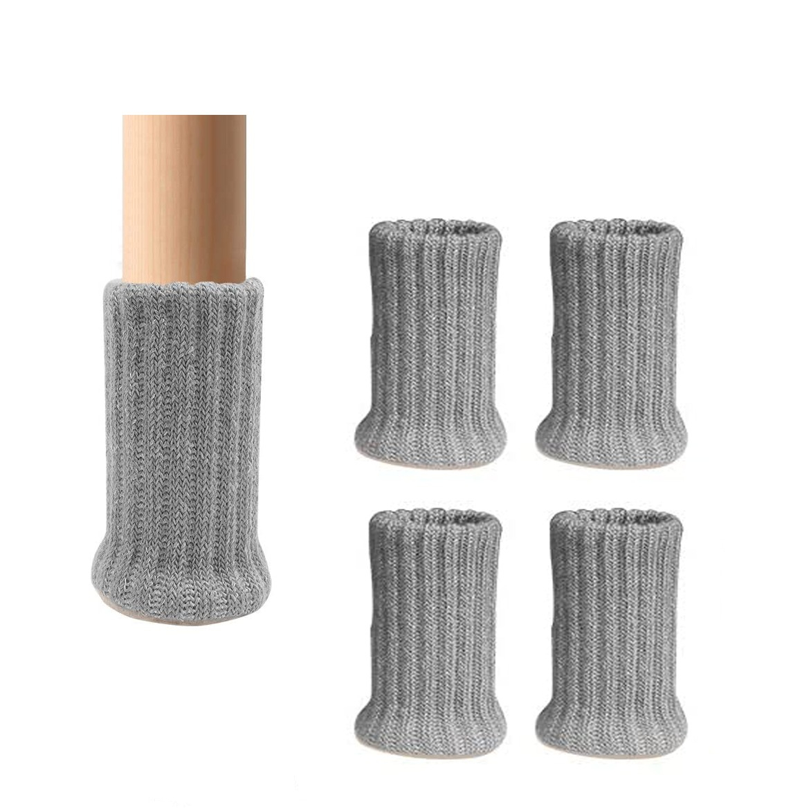 Image of (4er Set) Stoff Stuhlbein Stulpen Schutz Tisch / Stuhl / Boden Schoner - Grau bei Apfelkiste.ch