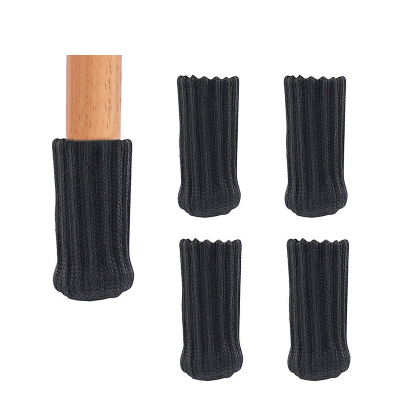 Image of (4er Set) Stoff Stuhlbein Stulpen Schutz Tisch / Stuhl / Boden Schoner - Schwarz bei Apfelkiste.ch