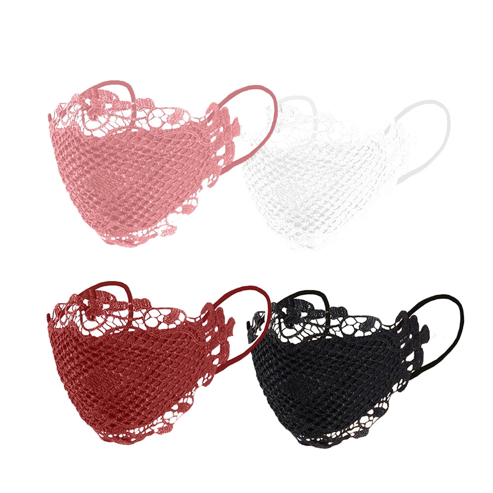 Image of (4er Set) Wiederverwendbare Stoff Mundschutz Hygiene Atemschutzmaske Staubschutzmaske - Spitze bei Apfelkiste.ch