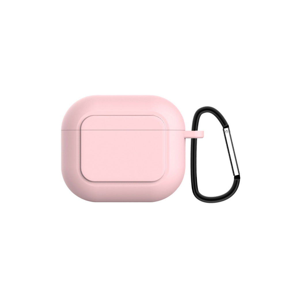 Image of AirPods (3. Generation) Silikon Case Schutzhülle Abdeckung mit Karabinerhaken - Rosa bei Apfelkiste.ch