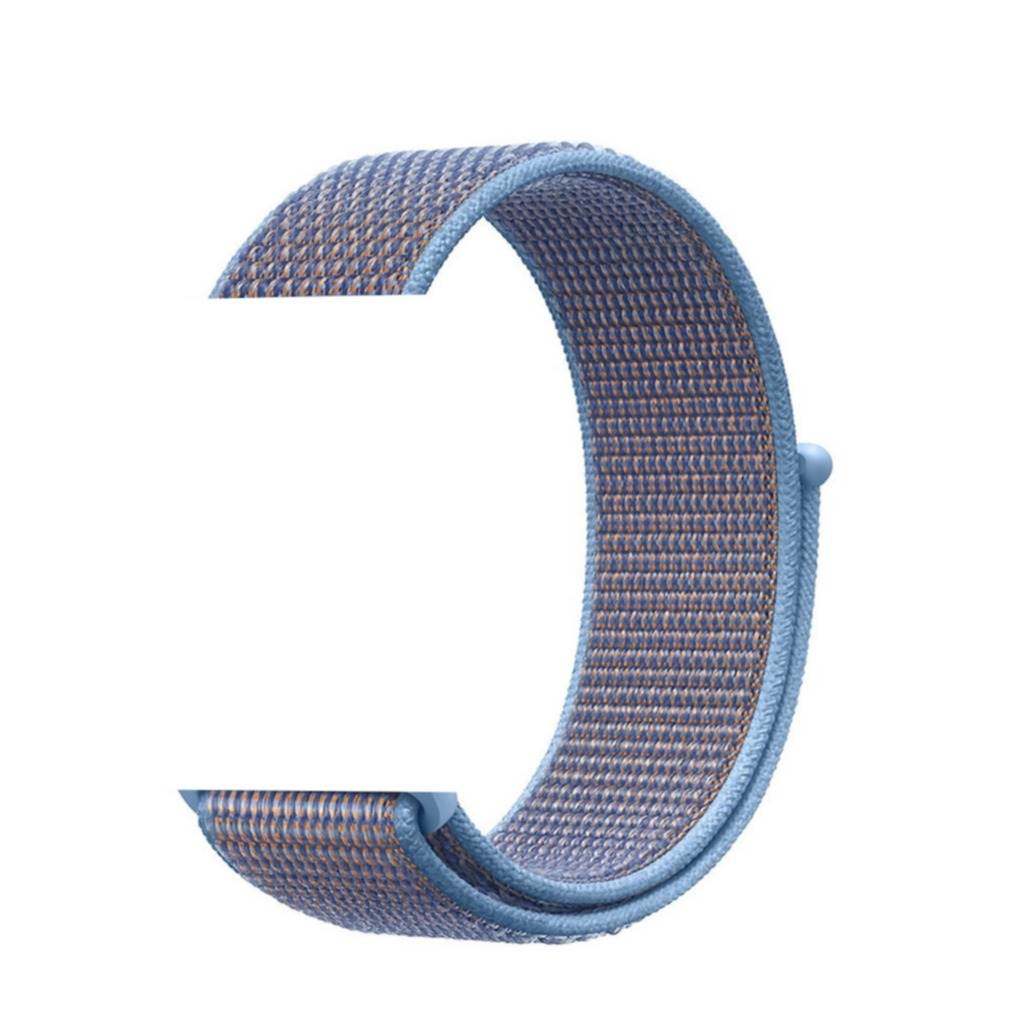Image of (Gr. L) Changee - Apple Watch (45/44/42 mm) Nylon Klettverschluss Ersatz Armband (Gelenkumfang 176 - 249mm) - Blau / Orange bei Apfelkiste.ch