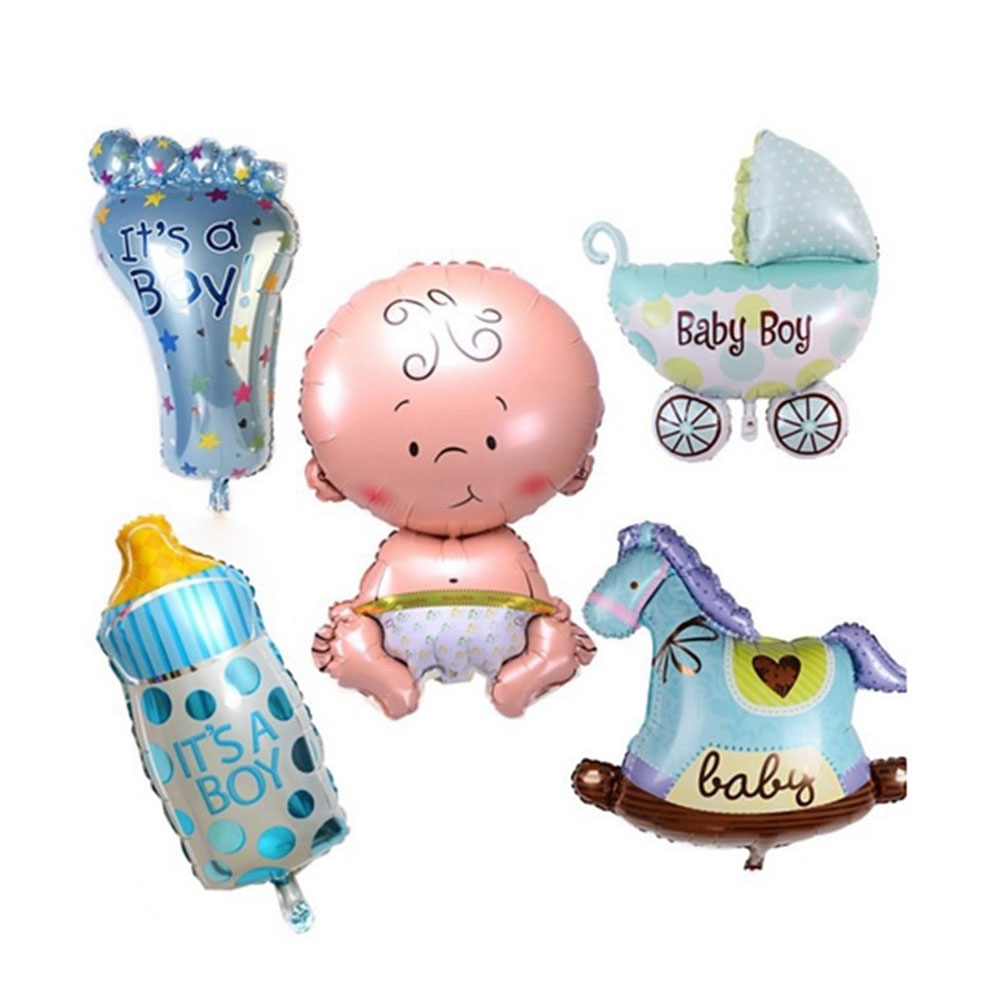 Image of (5-tlg. Set) Party Ballons Folien Luftballons Deko für Baby Shower / Geburt - Baby Boy bei Apfelkiste.ch