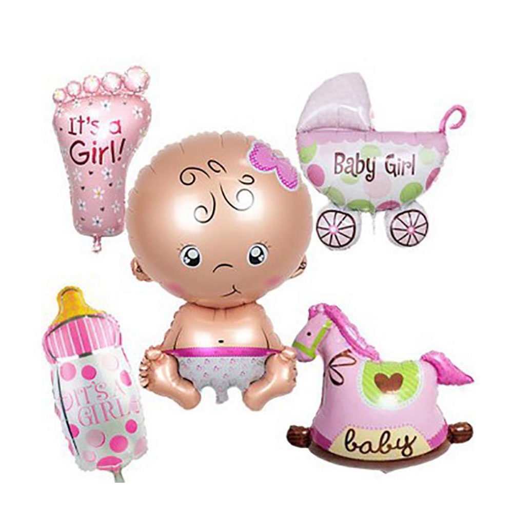 Image of (5-tlg. Set) Party Ballons Folien Luftballons Deko für Baby Shower / Geburt - Baby Girl bei Apfelkiste.ch