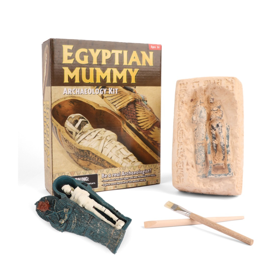 Image of (5-tlg. Set) Dig Kit Archäologisches Ausgrabungs Spiel Mineralgeologie - Ägyptische Mumie bei Apfelkiste.ch
