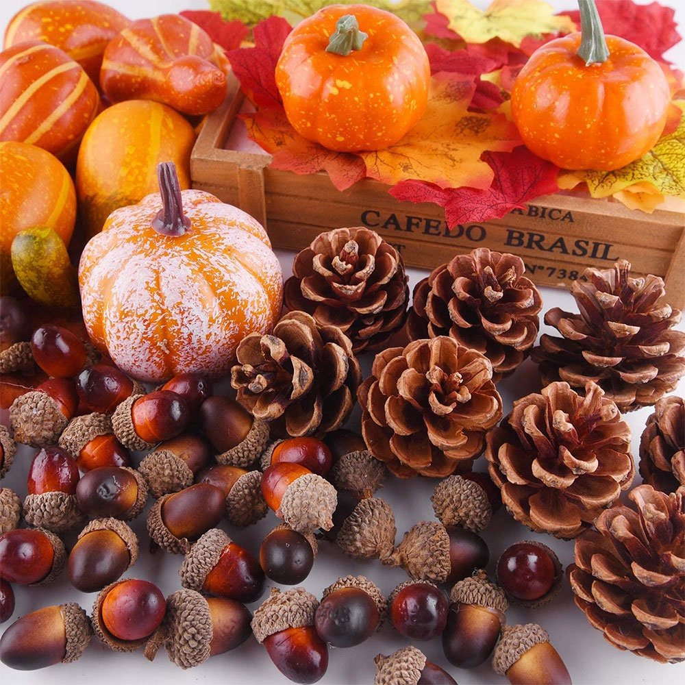 50 Stück Herbst-Pinnnadeln – Ahorn, Sonnenblumen, Tannenzapfen Für Korkwand & Deko