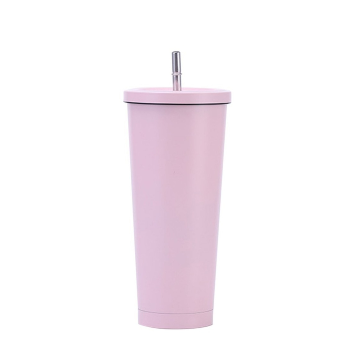 Image of (500ml) Edelstahl Thermo Kaffee Becher mit Deckel + Strohhalm - Rosa bei Apfelkiste.ch