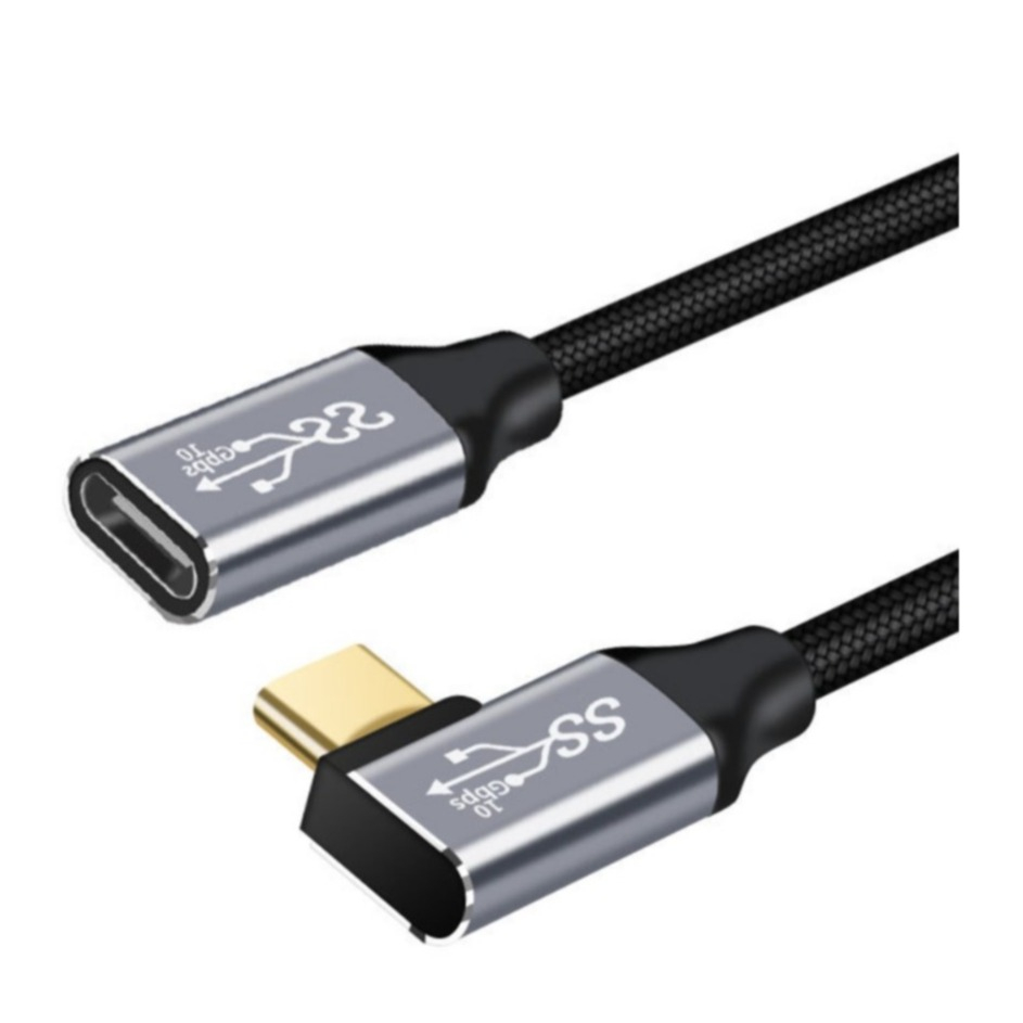 Image of (25cm) 100W USB C auf USB C PD Schnell Ladekabel 4K Thunderbolt Nylon Datenkabel 90° Winkel - Schwarz bei Apfelkiste.ch