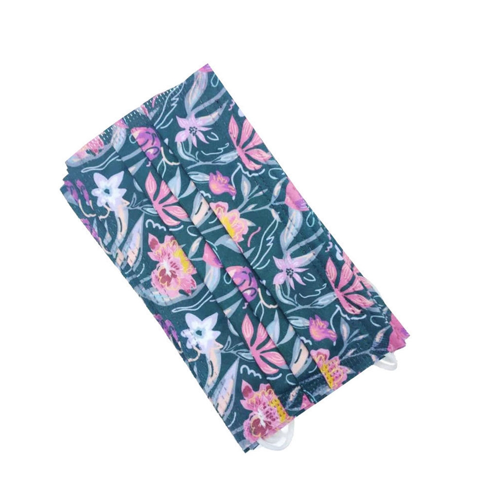 Image of (50er Set) Einweg Mundschutz Hygiene Atemschutzmaske (Einheitsgrösse) - Blumen (Pink) bei Apfelkiste.ch