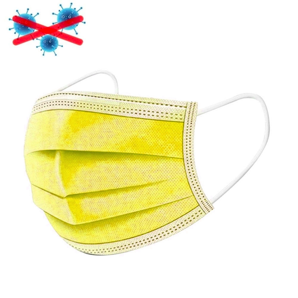 (50er Set) Einweg Mundschutz Hygiene Atemschutzmaske Staubschutzmaske (Einheitsgrösse) - Gelb