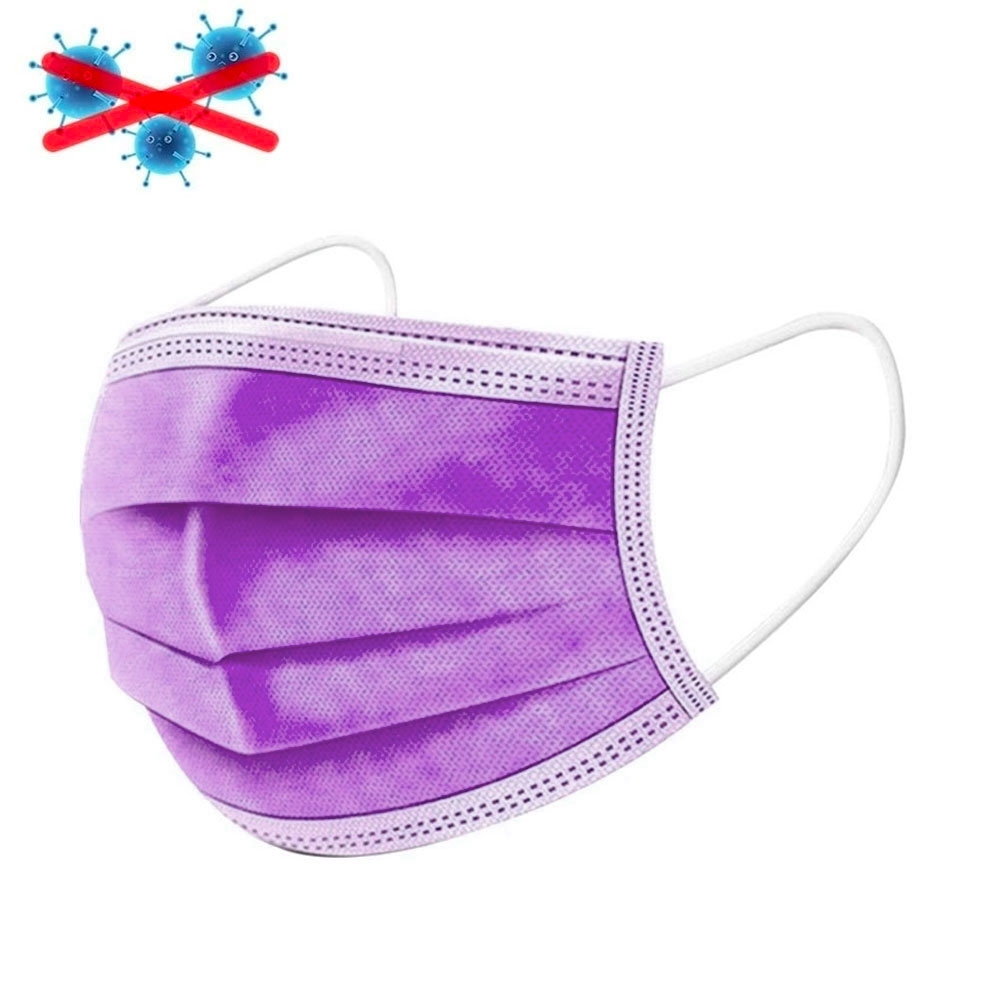 (50er Set) Einweg Mundschutz Hygiene Atemschutzmaske Staubschutzmaske (Einheitsgrösse) - Lila