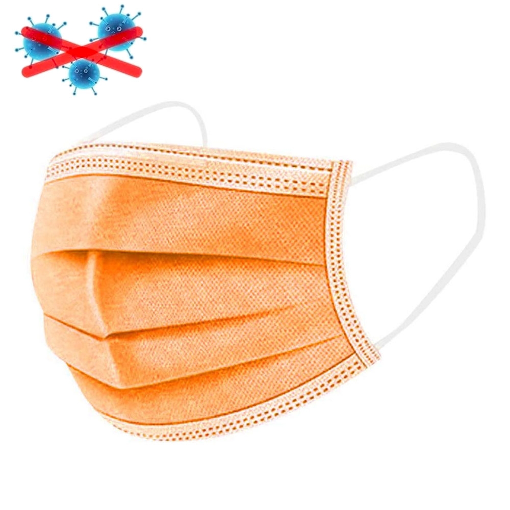 (50er Set) Einweg Mundschutz Hygiene Atemschutzmaske Staubschutzmaske (Einheitsgrösse) - Orange
