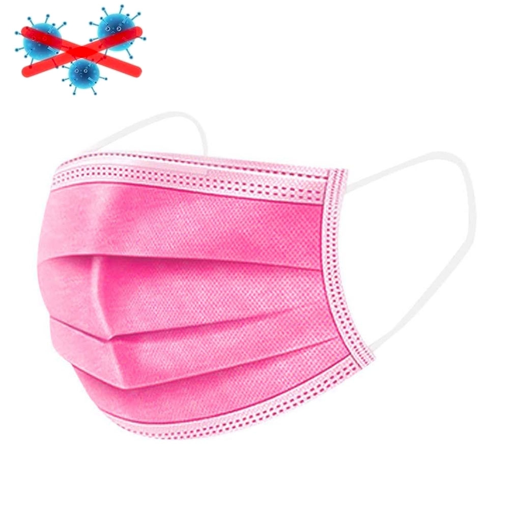 (50er Set) Einweg Mundschutz Hygiene Atemschutzmaske Staubschutzmaske (Einheitsgrösse) - Pink