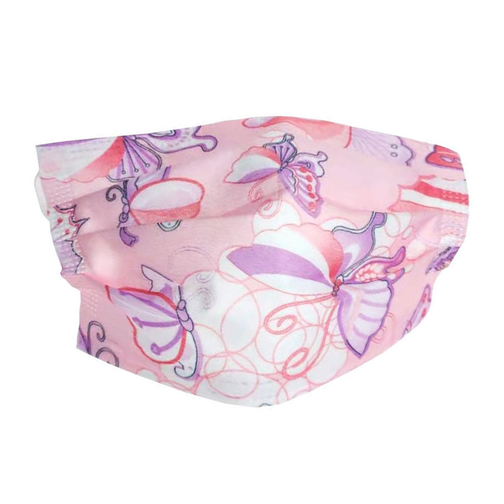 Image of (50er Set) Einweg Mundschutz Hygiene Atemschutzmaske (Einheitsgrösse) - Schmetterlinge (Rosa) bei Apfelkiste.ch