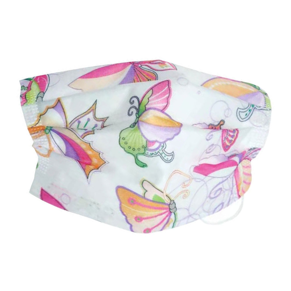 Image of (50er Set) Einweg Mundschutz Hygiene Atemschutzmaske (Einheitsgrösse) - Schmetterlinge (Weiss) bei Apfelkiste.ch