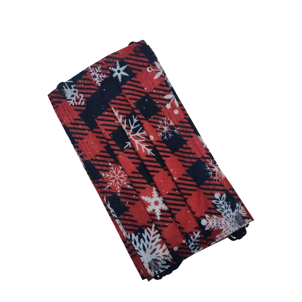 Image of (50er Set) Einweg Mundschutz Hygiene Atemschutzmaske (Einheitsgrösse) - Schneeflocken (Rot) bei Apfelkiste.ch