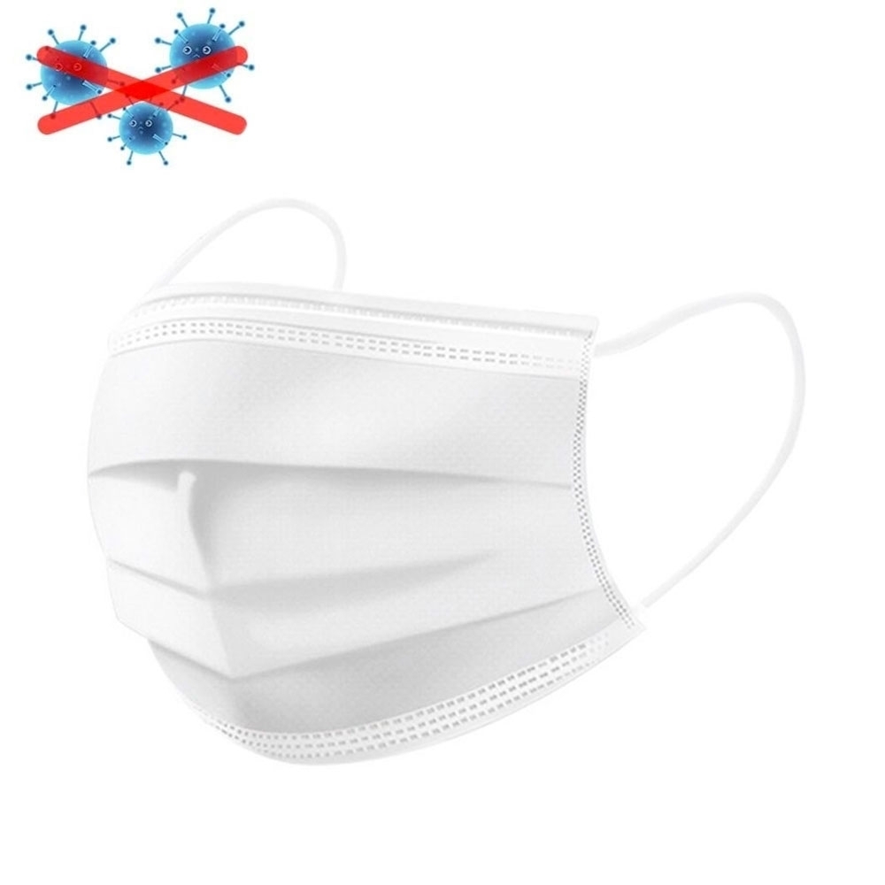 (50er Set) Einweg Mundschutz Hygiene Atemschutzmaske Staubschutzmaske (Einheitsgrösse) - Weiss