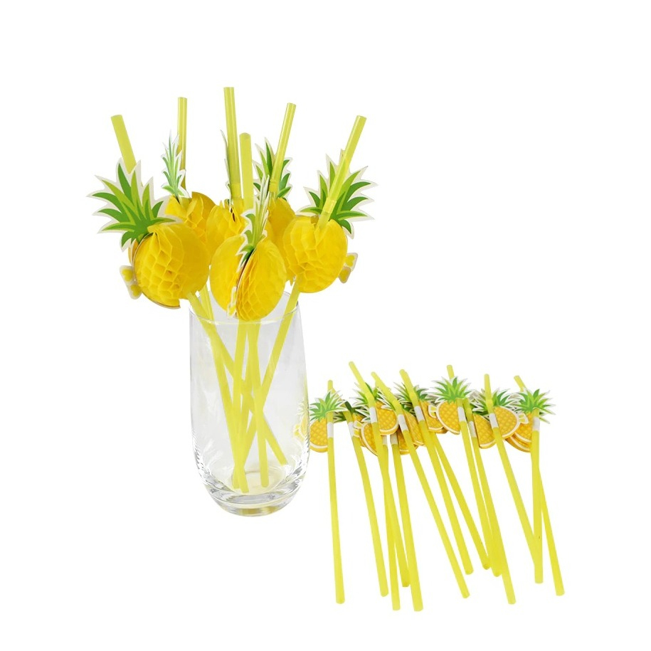 Image of (50er Set) Lustige Ananas Strohhalme Deko Party Trinkhalme - Gelb bei Apfelkiste.ch