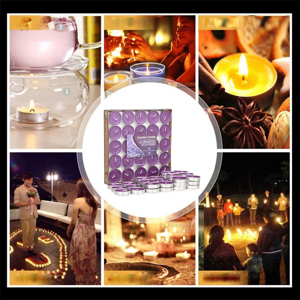 Image of (50er Set) Romantische Rechaud Kerzen Flache Stimmungs Teelichter - Lila bei Apfelkiste.ch