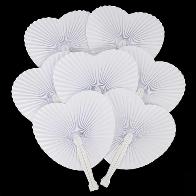 JOHOUSE 12 Stück Papierfächer Himmelblau – Runde Akkordeon-Fächer, 14 Cm, Für Hochzeit & Party