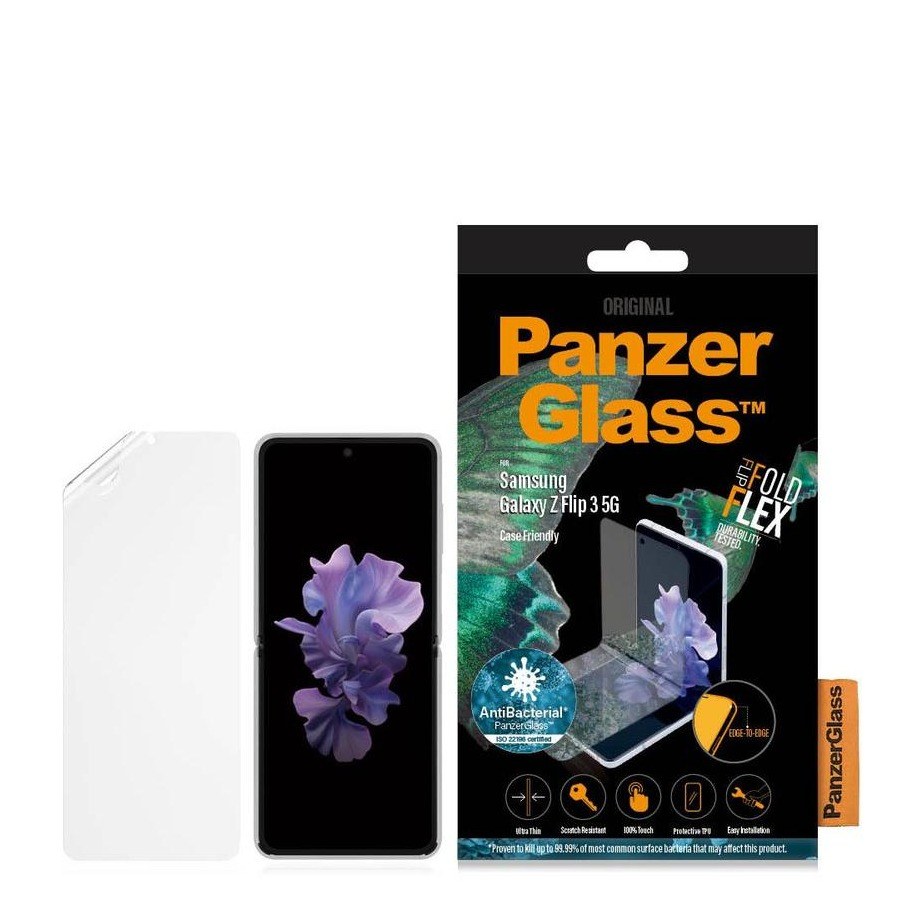 Image of PanzerGlass - Samsung Galaxy Z Flip3 5G Antibakterielle Panzer Glas Display Case Friendly 0.3mm (7276) bei Apfelkiste.ch