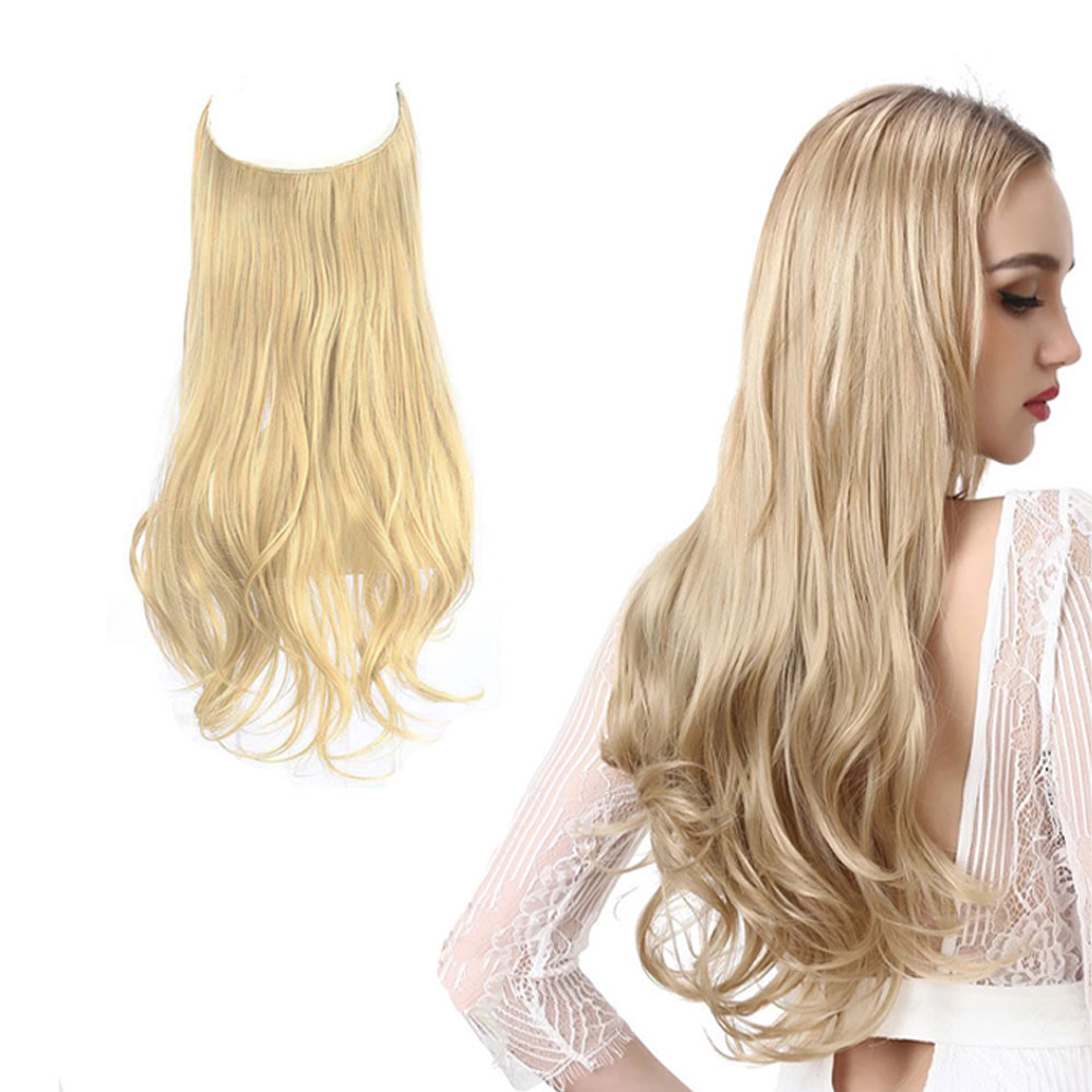 Image of (55cm) Kunsthaar Extensions Hitzebeständige Halo-Haarverlängerung ohne Clip - Blond bei Apfelkiste.ch